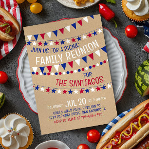 Family Wiedersehen Picnic Red White Blue Einladung