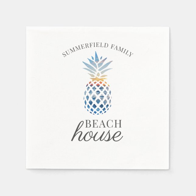 Family Wiedersehen Pineapf Tropical Beach Custom Serviette (Vorderseite)