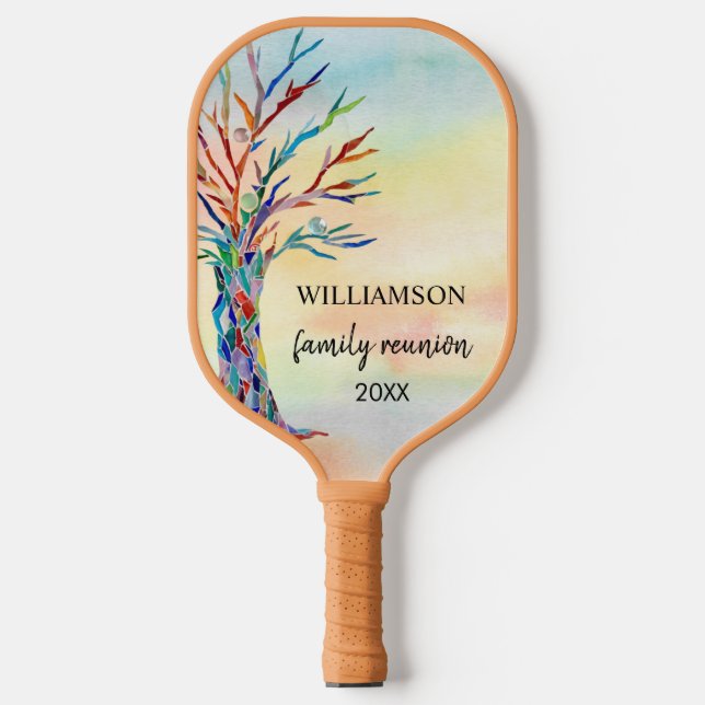 Family Wiedersehen Rainbow Family Tree Pickleball Schläger (Vorderseite)