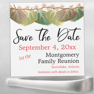 Family Wiedersehen Save the Date Autumn Aspen Blät Magnetkarte