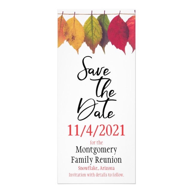 Family Wiedersehen Save the Date Autumn Tree Blätt Werbekarte (Vorne)