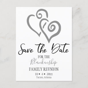 Family Wiedersehen Save the Date grau verlinkte He Ankündigungspostkarte