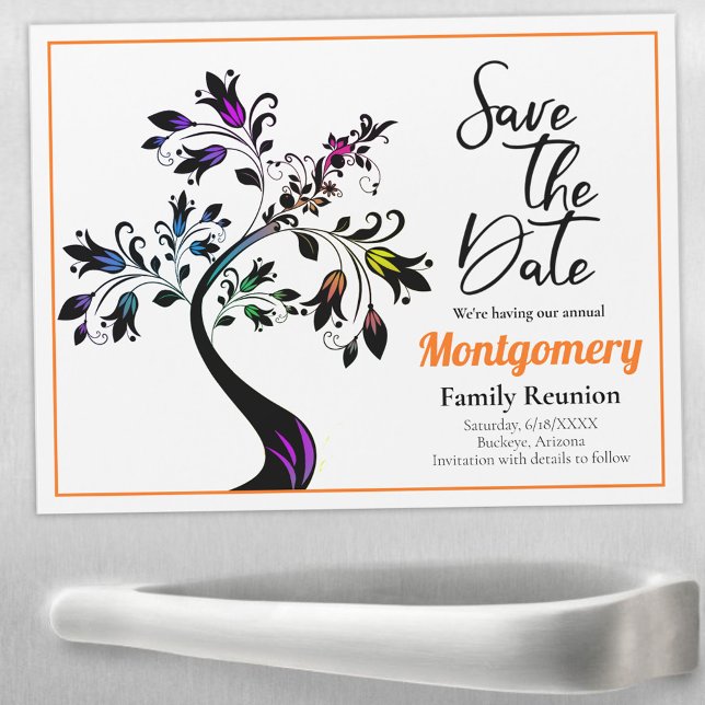 Family Wiedersehen Save the Date Multicolor Tree A Magnetkarte (Von Creator hochgeladen)