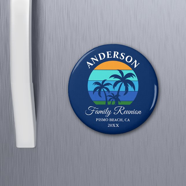 Family Wiedersehen Summer Beach Palm Trees Blue Magnet (Customize to change text size, text style or background color.)