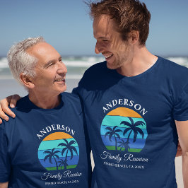 Family Wiedersehen Summer Beach Palm Trees Blue T-Shirt