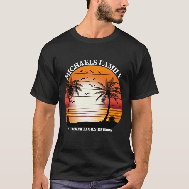 Family Wiedersehen Summer Sunset Beach Palm T-Shirt (Vorderseite)