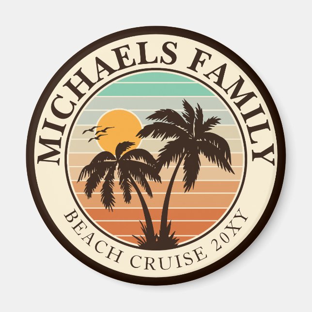 Family Wiedersehen Summer Sunset Beach Palm Trees  Magnet (Vorne)