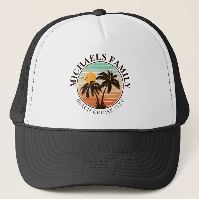 Family Wiedersehen Summer Sunset Beach Palm Trees  Truckerkappe (Vorderseite)