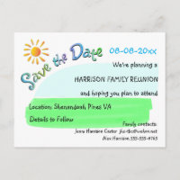 Family Wiedersehen Sunshine Save the Date Postkart