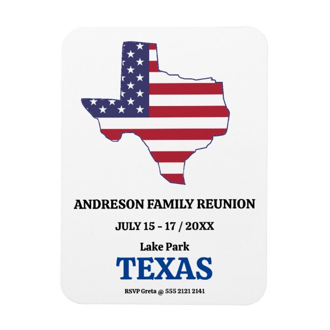 FAMILY WIEDERSEHEN TEXAS STAAT MAP USA Flag Magnet (Vertikal)