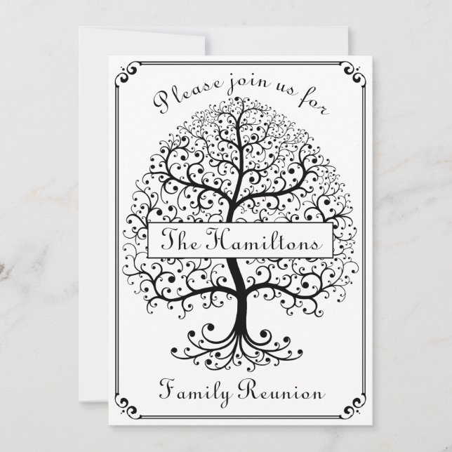 Family Wiedersehen Tree Elegantes Party Einladung (Vorderseite)
