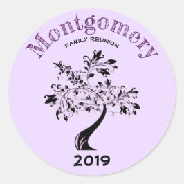 Family Wiedersehen Trendy Lila Black Tree Custom Runder Aufkleber