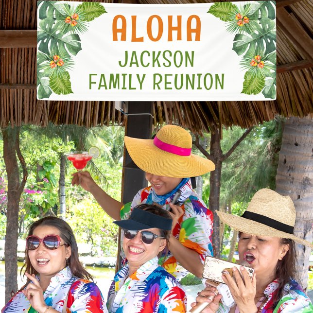 Family Wiedersehen Tropical Palm Aloha Luau Banner (Von Creator hochgeladen)