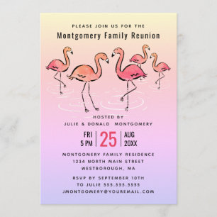 - Family Wiedersehen Tropical Watercolor Flamingo Einladung