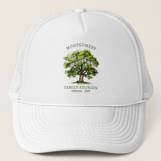 Family Wiedersehen Watercolor Family Tree Truckerkappe (Vorderseite)