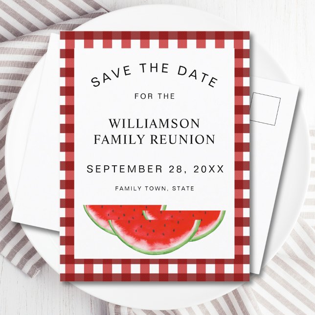 Family Wiedersehen Watermelon Save the Date Ankündigungspostkarte (Von Creator hochgeladen)