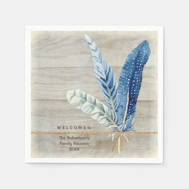 Family Wiedersehen Wood Fence Board w Feather Serviette (Vorderseite)