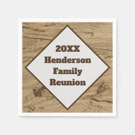 Family Wiedersehen Wood Grain Familienname und Jah Serviette