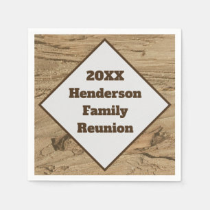 Family Wiedersehen Wood Grain Familienname und Jah Serviette