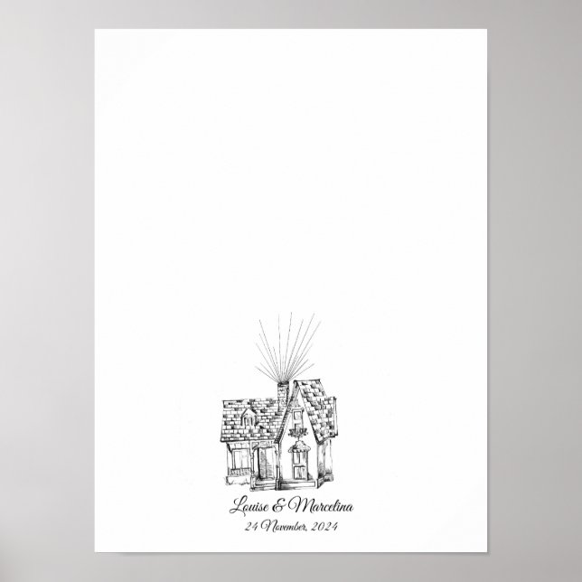 Family Zuhause Fingerprint Wedding Gästebuch (Vorne)