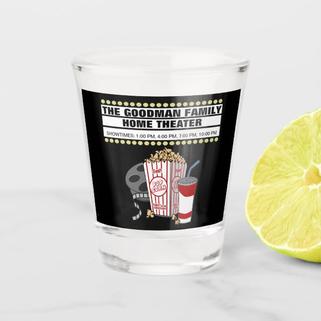 Family Zuhause Theater Personalisiert Schnapsglas (Vorderseite)