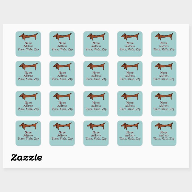 Famous Abstract Dachshund Quadratischer Aufkleber (Blatt)