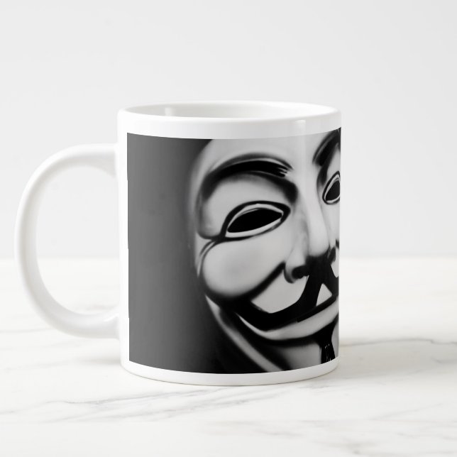 Famous Anonymous Hacker Smile Jumbo-Tasse (Links)