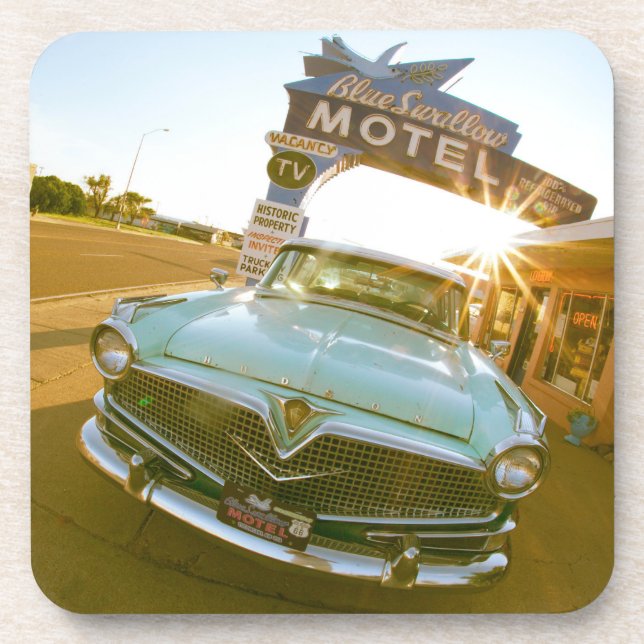 Famous Blue Swallow Motel on Route 66 Getränkeuntersetzer (Vorderseite)