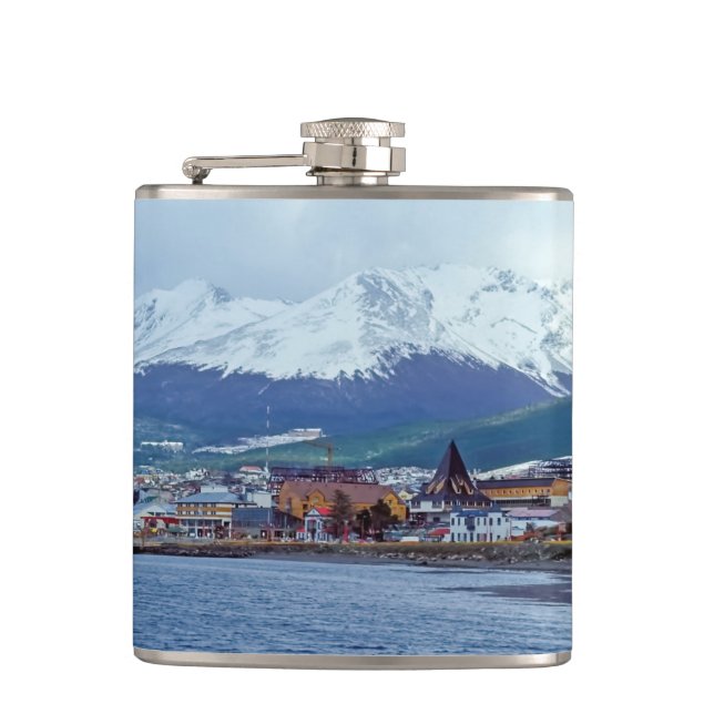 Famous Ushuaia - Tierra del Fuego, Argentinien Flachmann (Vorderseite)