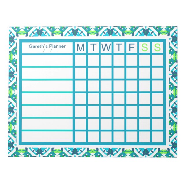 Fan Boy's Men's Weekly Christmas Organizer Planner Notizblock (Vorderseite)