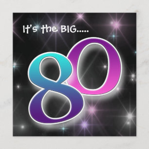 Fan & Colorful 80. Geburtstagsparty Einladung
