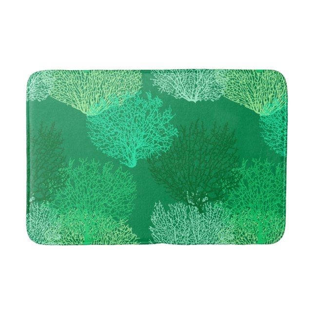 Fan Coral Print, Shades of Jade Green Bath Mat Badematte (Vorderseite)