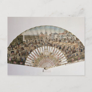 Fan, der den Plaza de la Cebada, Madrid darstellt Postkarte