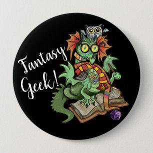Fan Dragon "Fantasy Geek!" Button