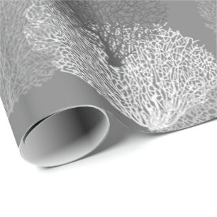 Fan-korallenroter Druck, Schatten des silbernen Geschenkpapier