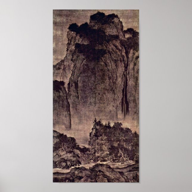 Fan Kuan - Reisende zwischen Bergen und Straßen Poster (Vorne)