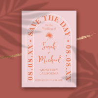 Fan Palm Leaf Tropical Bright Summer Save the Date