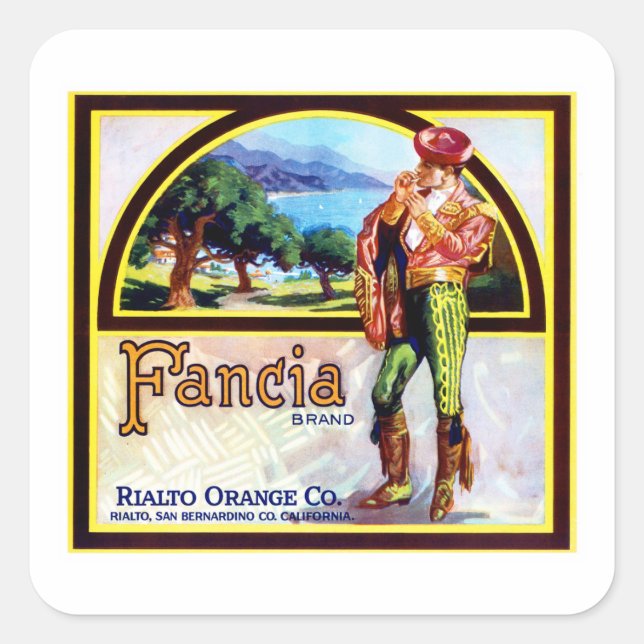 Fancia Orange Quadratischer Aufkleber (Vorderseite)