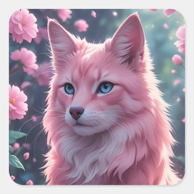 Fancier Feline Square Sticker (Vorderseite)