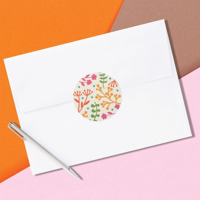 Fanciful Blumengrün Klassischer Rundsticker Runder Aufkleber (Von Creator hochgeladen)