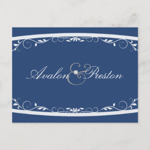 Fanciful Floral Blue Save the Date Postcard Ankündigungspostkarte