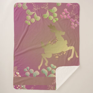 Fanciful Rentier Snowflake Sherpa Blanket Sherpadecke