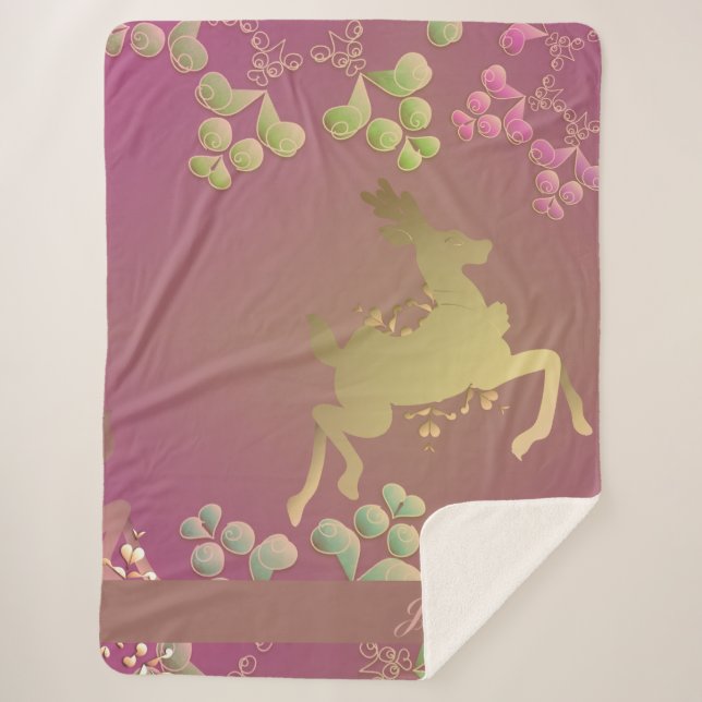 Fanciful Rentier Snowflake Sherpa Blanket Sherpadecke (Vorderseite)