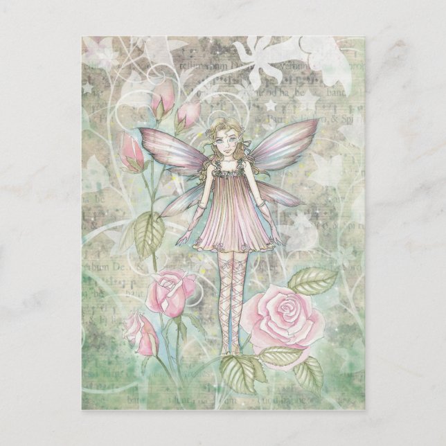 Fanciful Rose Fairy Postkarte (Vorderseite)