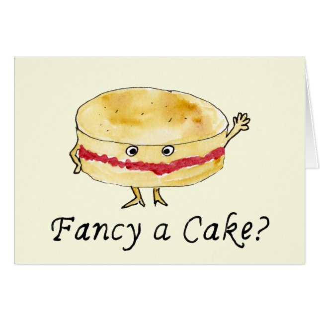 Fancy a Cake Funny Victoria Éponge Humour Slogan (Devant horizontal)