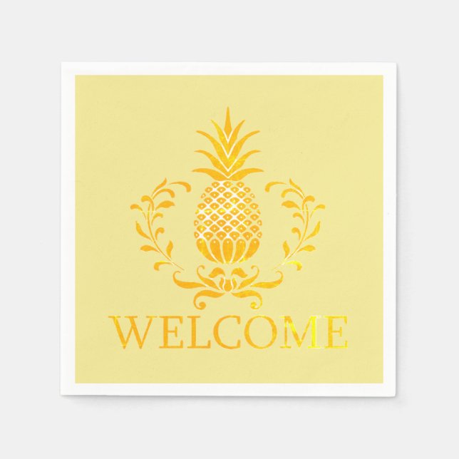 Fancy Ananas Willkommen Serviette (Vorderseite)