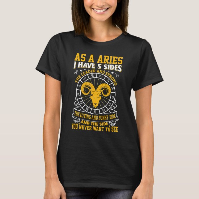 Fancy Aries March and April Zodiac Design T-Shirt (Vorderseite)