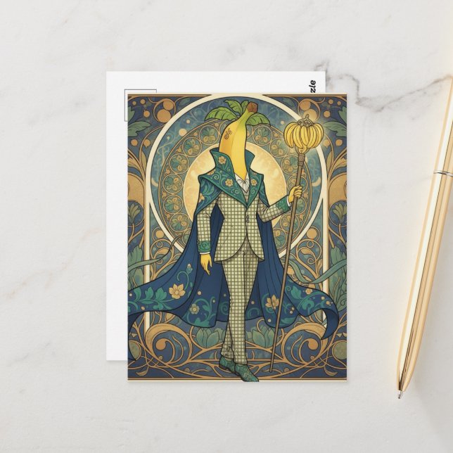 Fancy Banana in a Checkered Suit Postkarte (Vorderseite/Rückseite Beispiel)