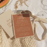 Fancy Beige Bronzer Old Money Boho Wedding Details Begleitkarte<br><div class="desc">Simple and stylish retro wedding guest info details. With bronzer muted terracotta chic background and beige text layout with whimsical old money classy wordings. All the info are customizable as website,  transportation,  accommodation . Grab it along with other products from this classy hand made retro wedding suite.</div>