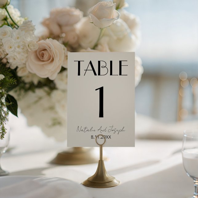  Fancy Black Ivory Old Money Wedding Table Number Einladung (Von Creator hochgeladen)